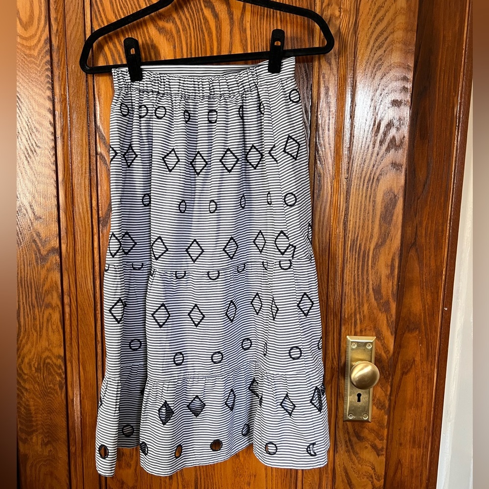Madewell Midi Striped Skirt with cutouts